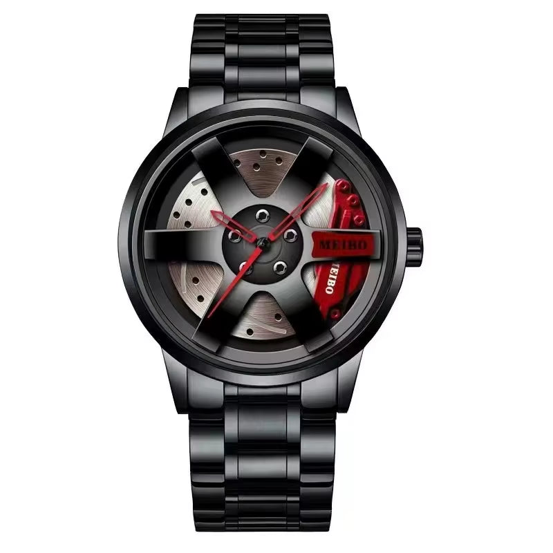Fashion Mens Car Wheel Watches Luxury Stainless Steel Waterproof Watch for Men Quartz Wrist Watches Male Clock Relogio Masculino