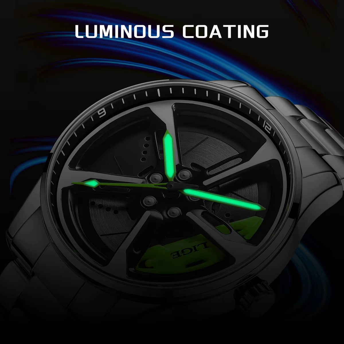 Car Watches for Men Waterproof Stainless Steel Quartz Wrist Watch Sports Men’S Watches with Car Wheel Rim Hub Design