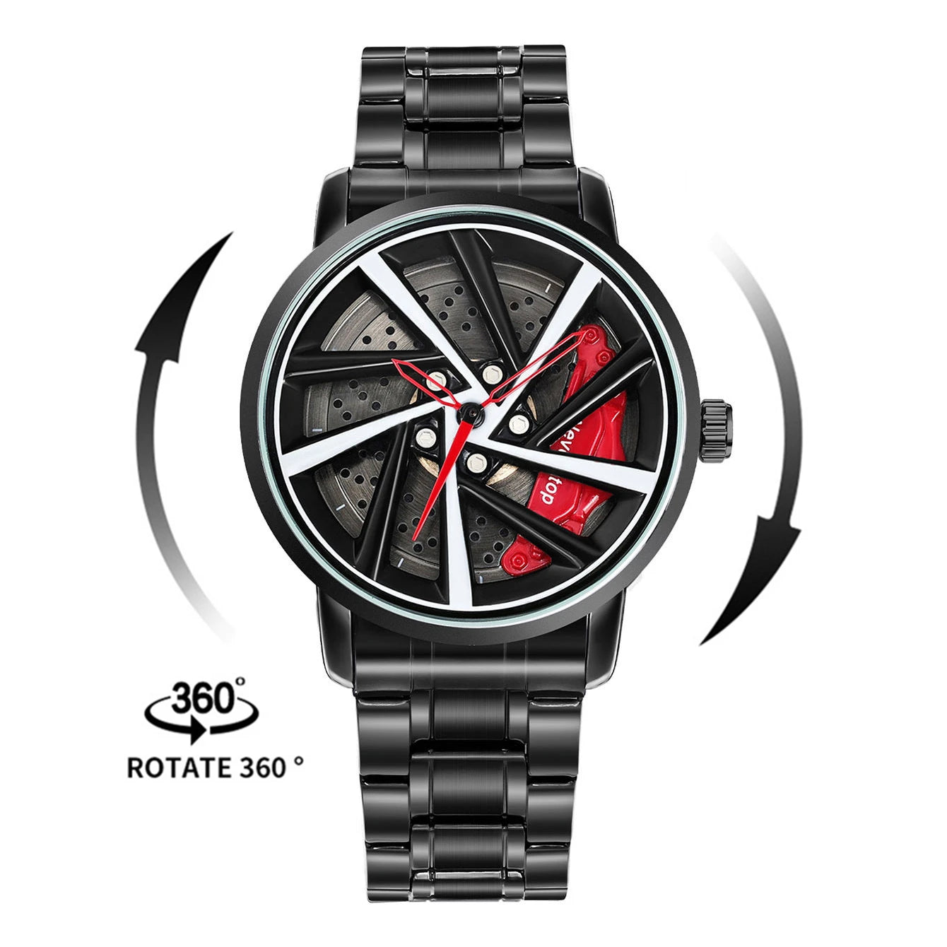 Original Rotate Watches Car Rim Watch 3D Real Men Watches Waterproof Quartz Men'S Sports 360° Rotate Wheel Watches for Men Clock