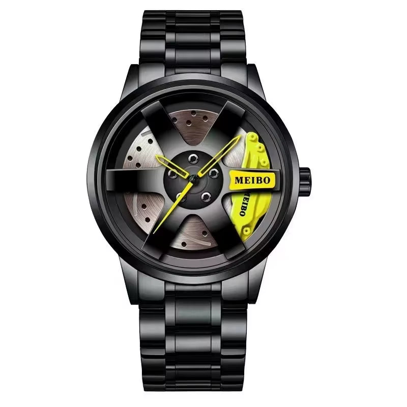 Fashion Mens Car Wheel Watches Luxury Stainless Steel Waterproof Watch for Men Quartz Wrist Watches Male Clock Relogio Masculino