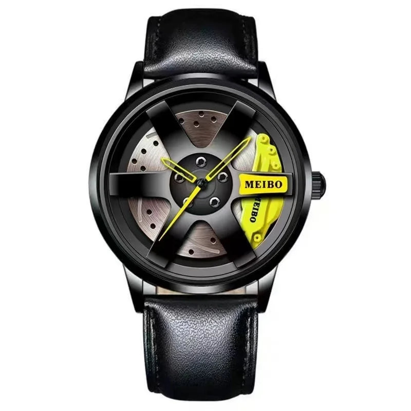 Fashion Mens Car Wheel Watches Luxury Stainless Steel Waterproof Watch for Men Quartz Wrist Watches Male Clock Relogio Masculino