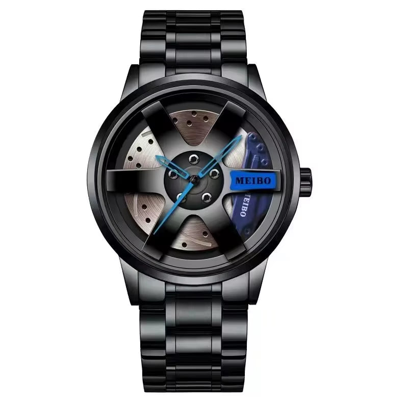 Fashion Mens Car Wheel Watches Luxury Stainless Steel Waterproof Watch for Men Quartz Wrist Watches Male Clock Relogio Masculino