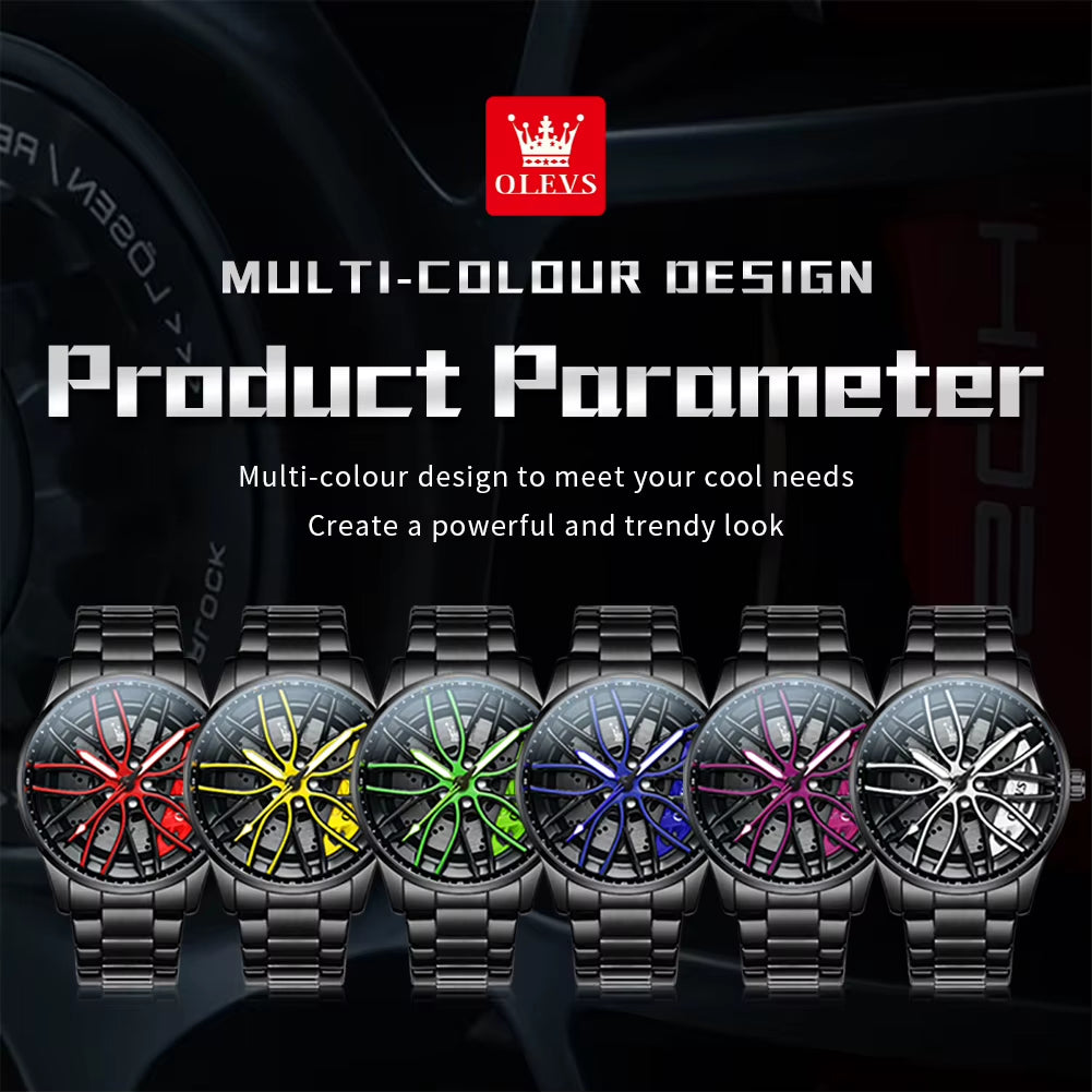 Men Watches Waterproof Rotary Sport Car Rim Man Luxury Watch High Quality Fashion Stainless Steel Quartz Men'S Watches
